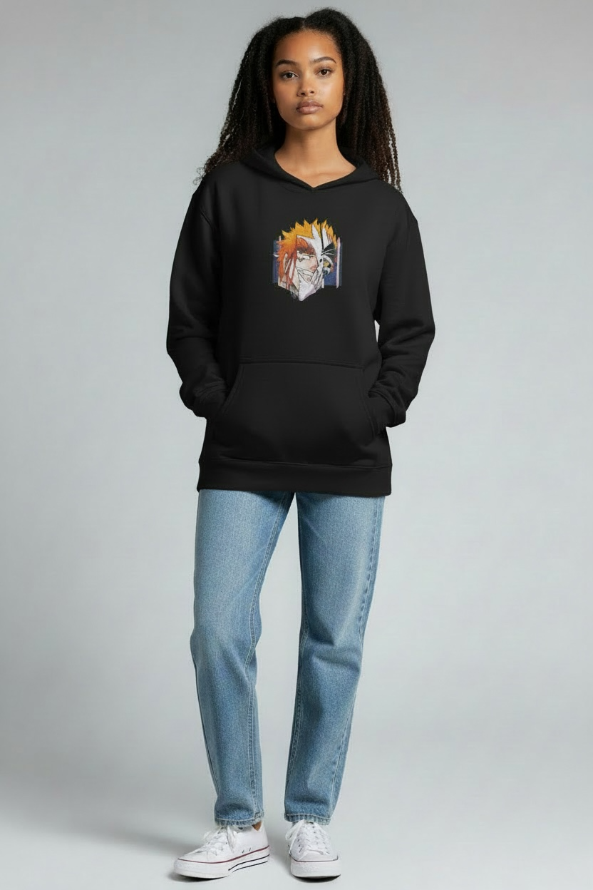 Ichigo Kurosaki Embroidered Hoodie - Bleach Anime  Streetwear Hoodie