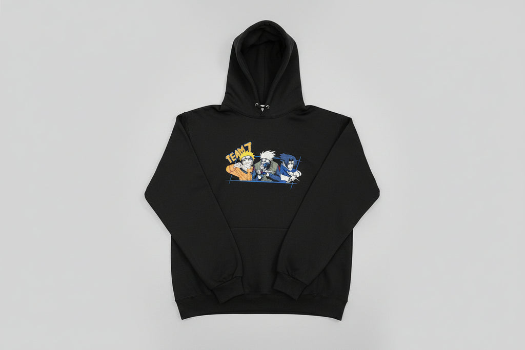 Naruto Sasuke Kakashi Embroidered Hoodie – Team 7 Anime Streetwear Hoodie