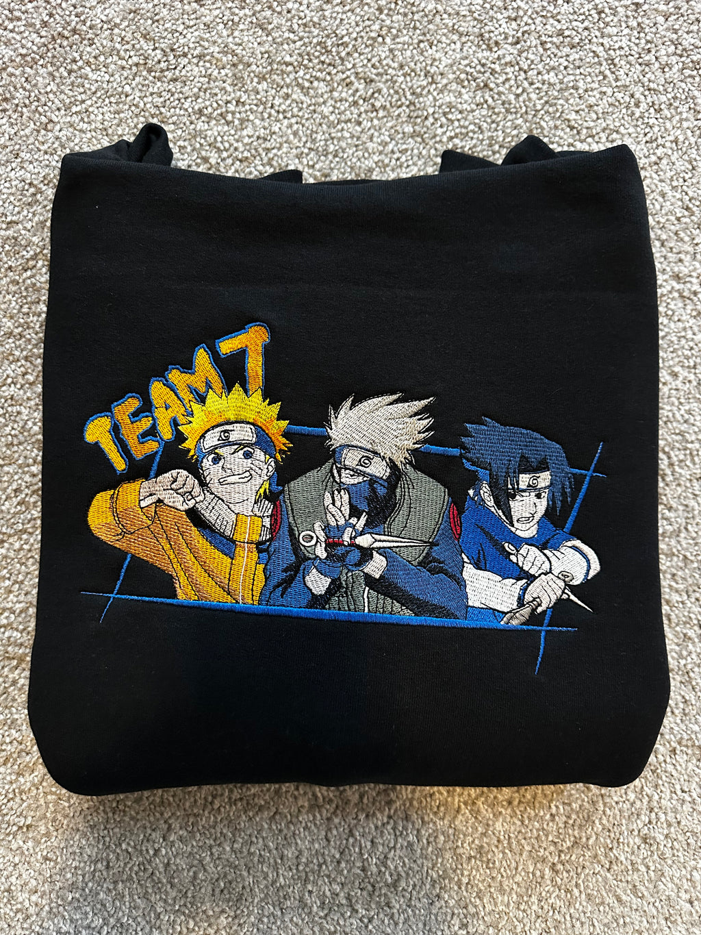 Naruto Sasuke Kakashi Embroidered Hoodie – Team 7 Anime Streetwear Hoodie