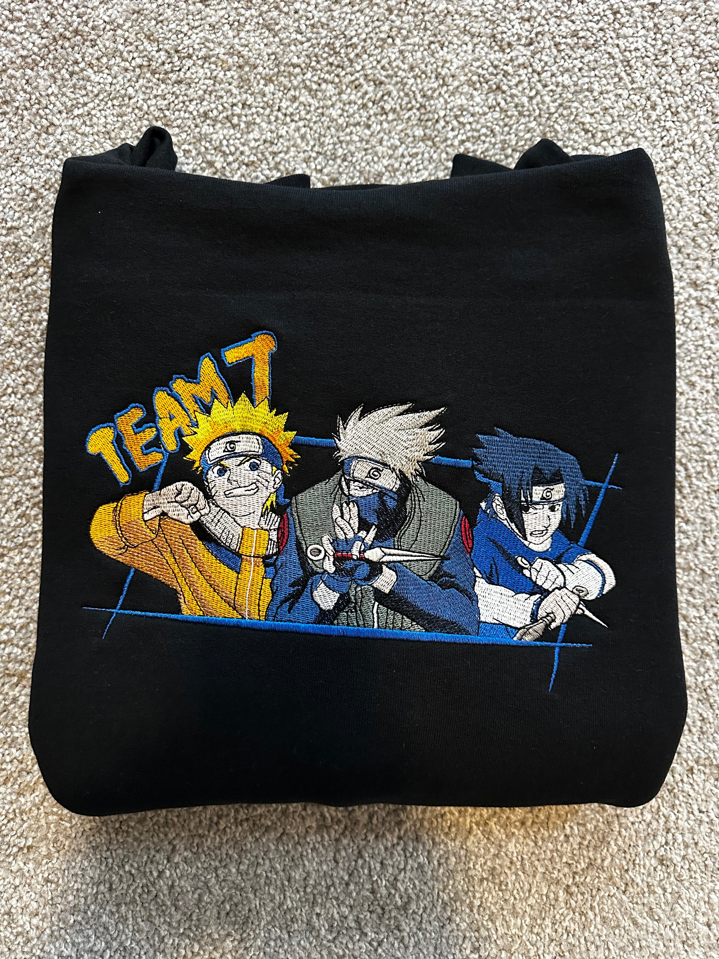 Naruto Sasuke Kakashi Embroidered Hoodie – Team 7 Anime Streetwear Hoodie