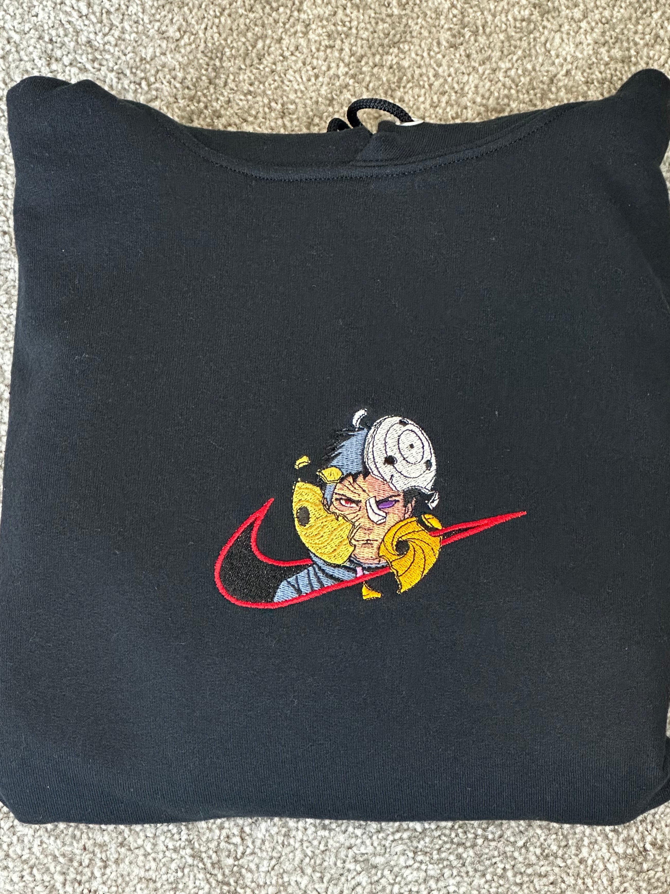 Obito Broken Mask Embroidered Hoodie - Naruto Anime Streetwear Hoodie