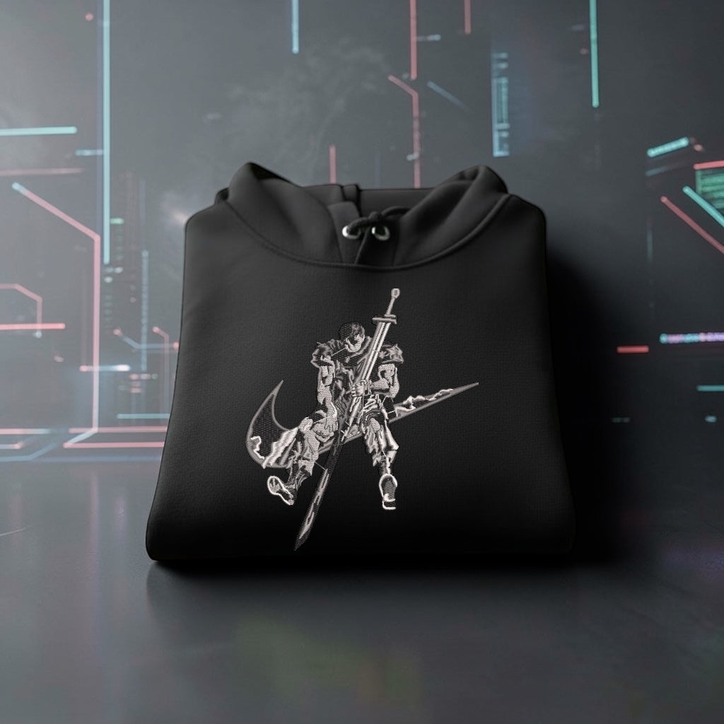 Guts Embroidered Hoodie – Berserk Anime Streetwear Hoodie