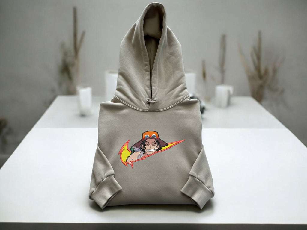 Portgas D. Ace Embroidered Hoodie – One Piece Anime Streetwear Hoodie