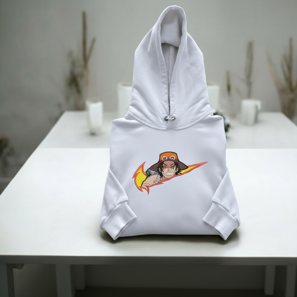 Portgas D. Ace Embroidered Hoodie – One Piece Anime Streetwear Hoodie