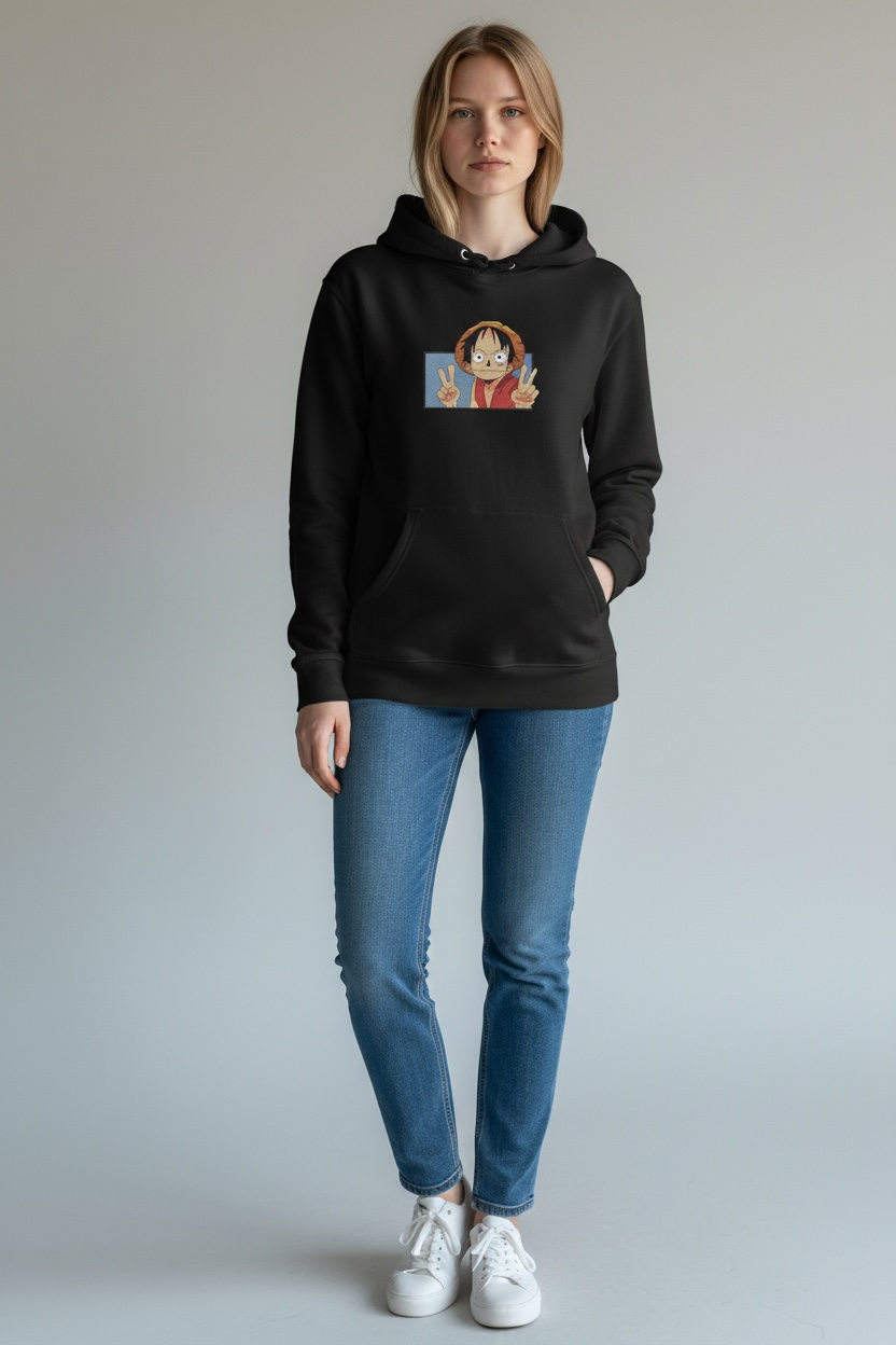Monkey D. Luffy Embroidered Hoodie – One Piece Anime Streetwear Hoodie