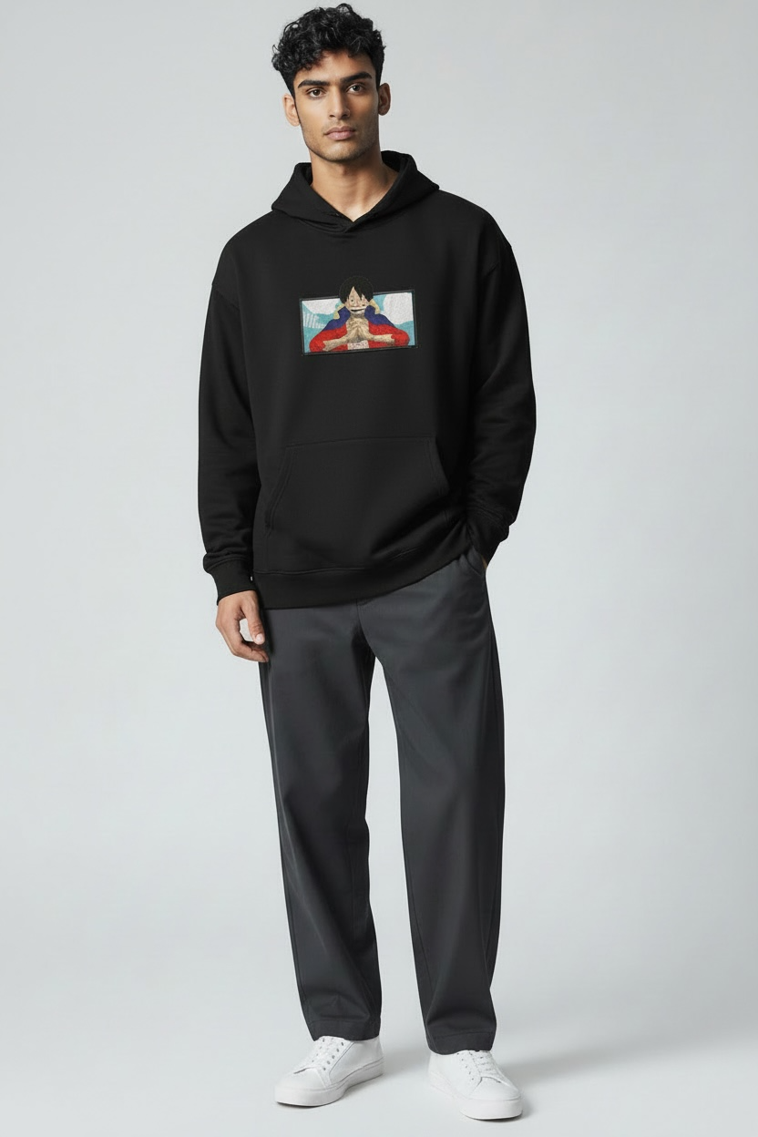 Monkey D. Luffy Embroidered Hoodie – One Piece Anime Streetwear Hoodie