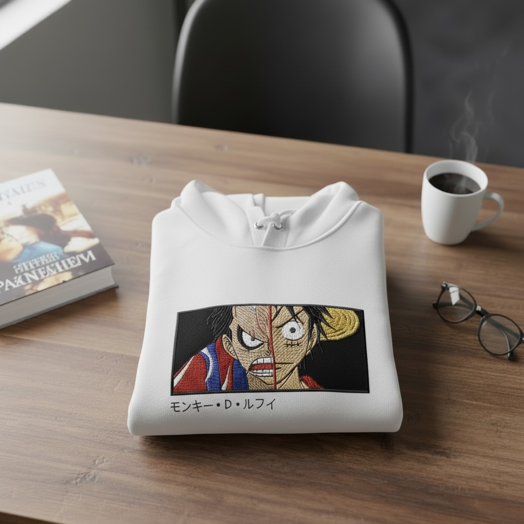 Luffy "Dual Journey" Embroidered Hoodie – One Piece Anime Streetwear Hoodie