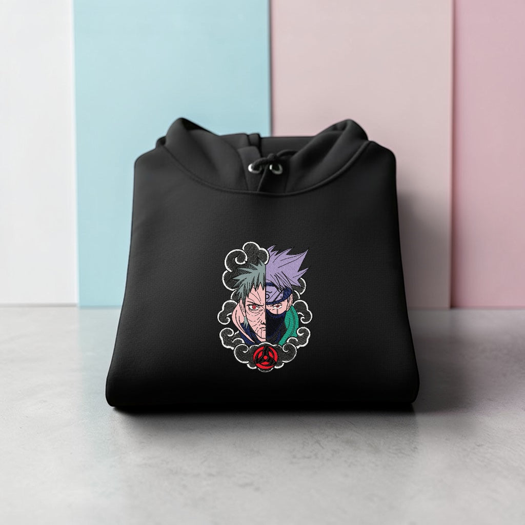 Obito and Kakashi Embroidered Hoodie – Naruto Anime Streetwear Hoodie
