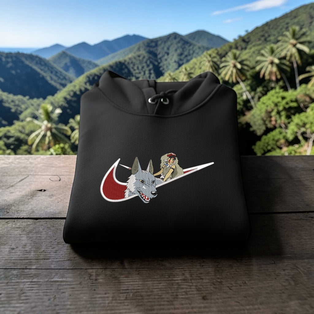 San Embroidered Hoodie – Princess Mononoke Anime Streetwear Hoodie
