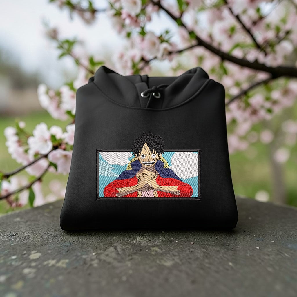 Monkey D. Luffy Embroidered Hoodie – One Piece Anime Streetwear Hoodie
