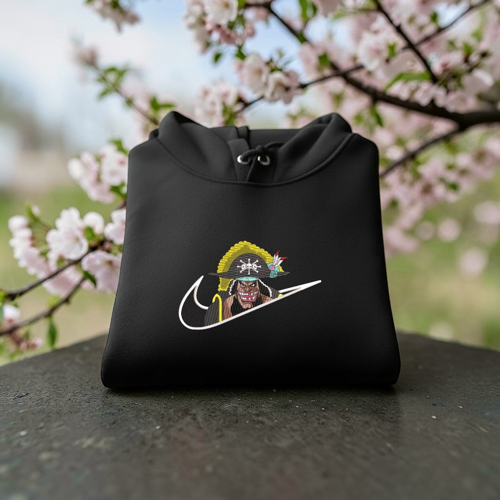 Blackbeard Embroidered Hoodie – One Piece Anime Streetwear Hoodie