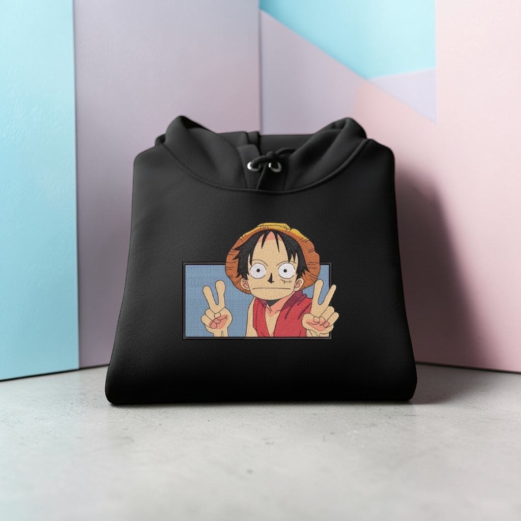 Monkey D. Luffy Embroidered Hoodie – One Piece Anime Streetwear Hoodie