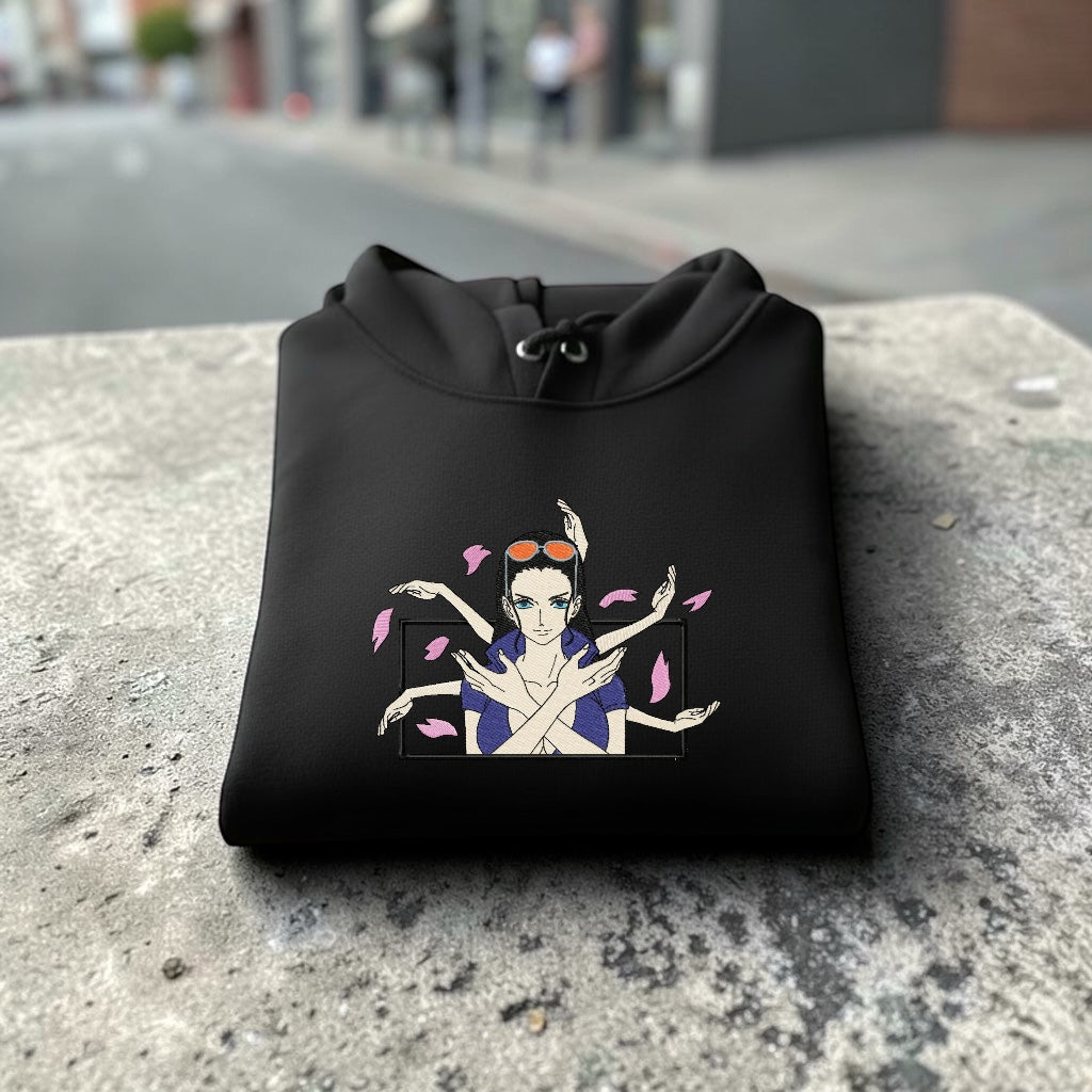 Nico Robin Embroidered Hoodie – One Piece Anime Streetwear Hoodie