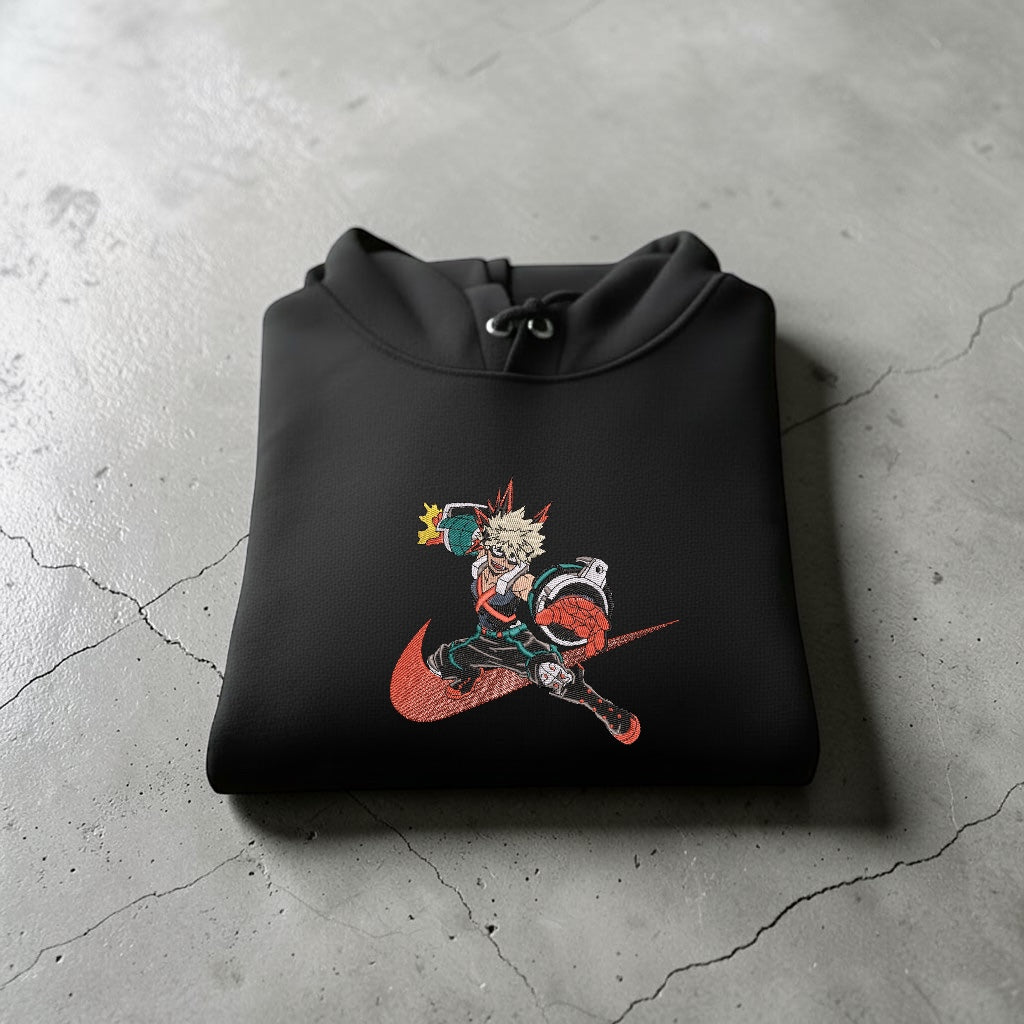 Katsuki Bakugo Embroidered Hoodie – My Hero Academia Anime Streetwear Hoodie