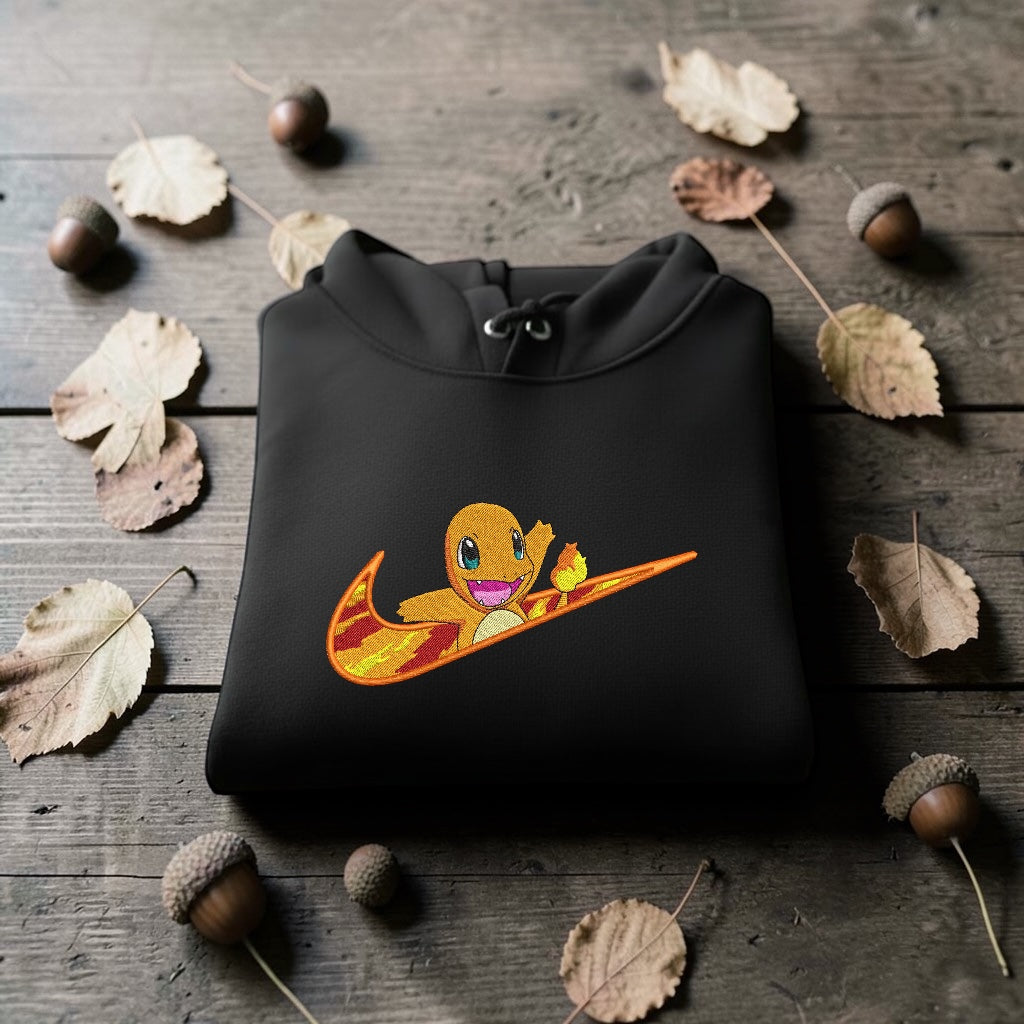 Charmander Embroidered Hoodie – Pokémon Anime Streetwear Hoodie