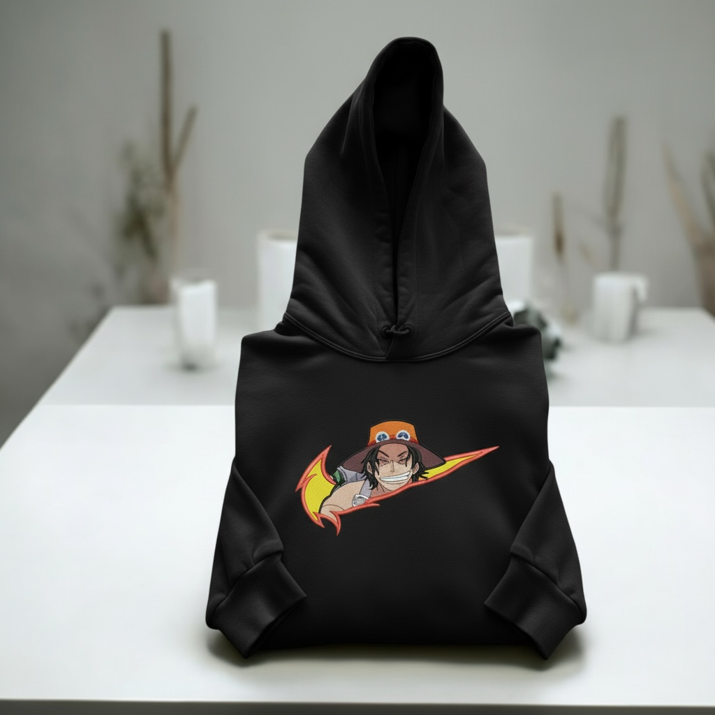Portgas D. Ace Embroidered Hoodie – One Piece Anime Streetwear Hoodie