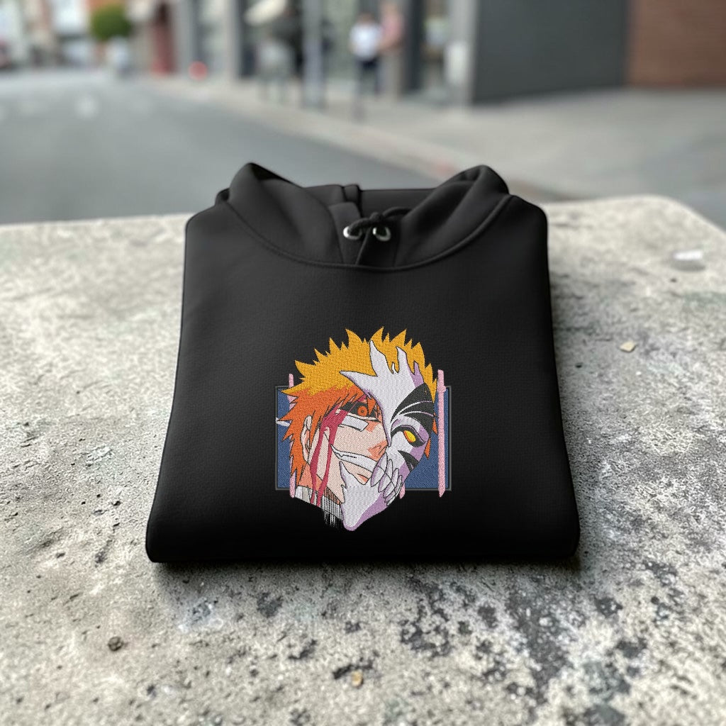 Ichigo Kurosaki Embroidered Hoodie - Bleach Anime  Streetwear Hoodie