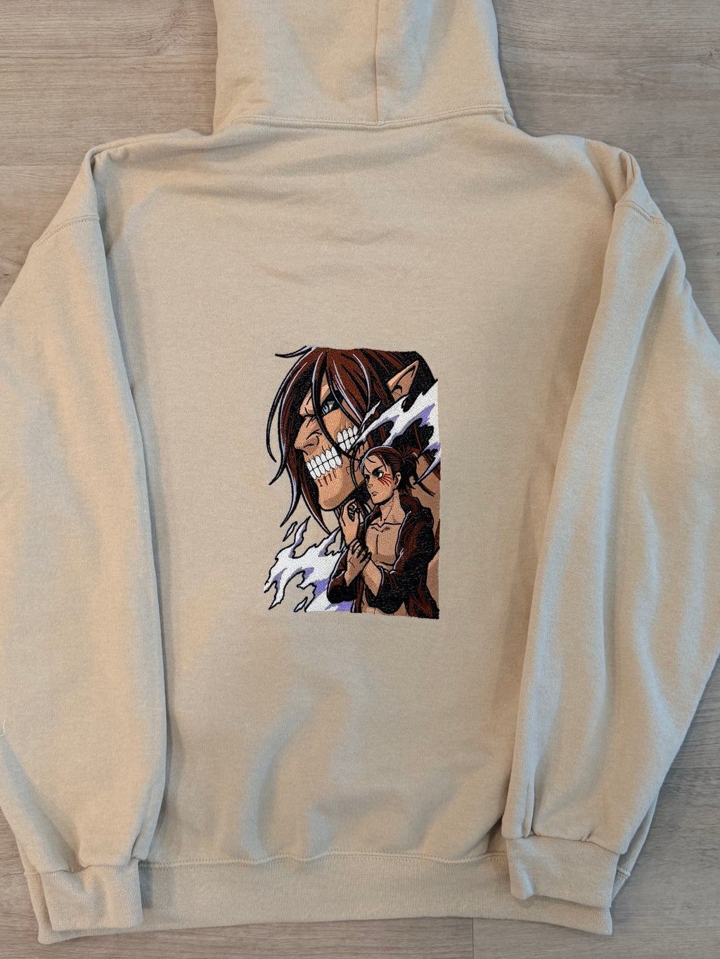 The battle between Eren and the Armored Titan Embroidered Hoodie - Attack on Titan Anime Streetwear Hoodie