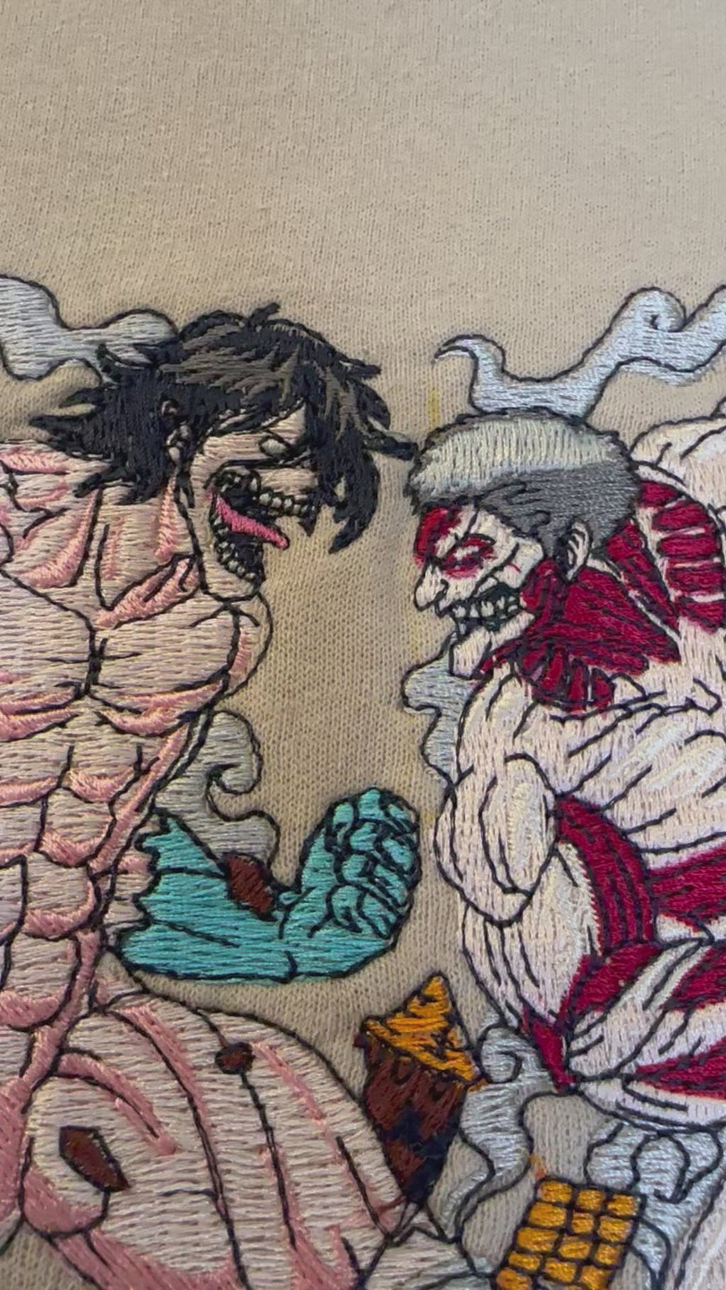 The battle between Eren and the Armored Titan Embroidered Hoodie - Attack on Titan Anime Streetwear Hoodie