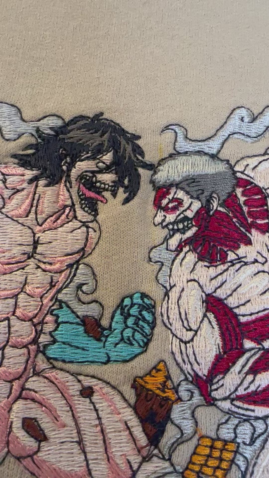 The battle between Eren and the Armored Titan Embroidered Hoodie - Attack on Titan Anime Streetwear Hoodie