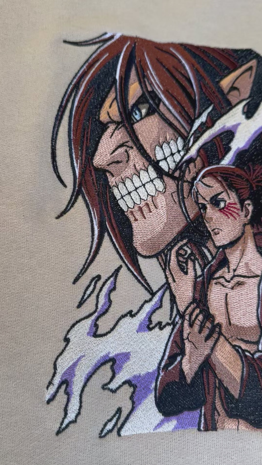 The battle between Eren and the Armored Titan Embroidered Hoodie - Attack on Titan Anime Streetwear Hoodie